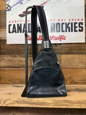 Nine West Black Leather Sling Belt Bag